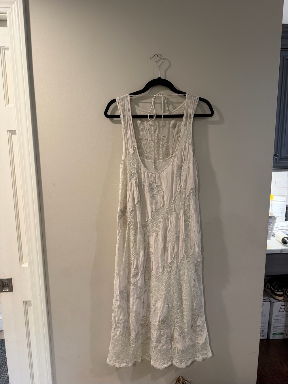 Free People Cream Lace-Panel Sleeveless Midi Dress - Picture 4 of 4